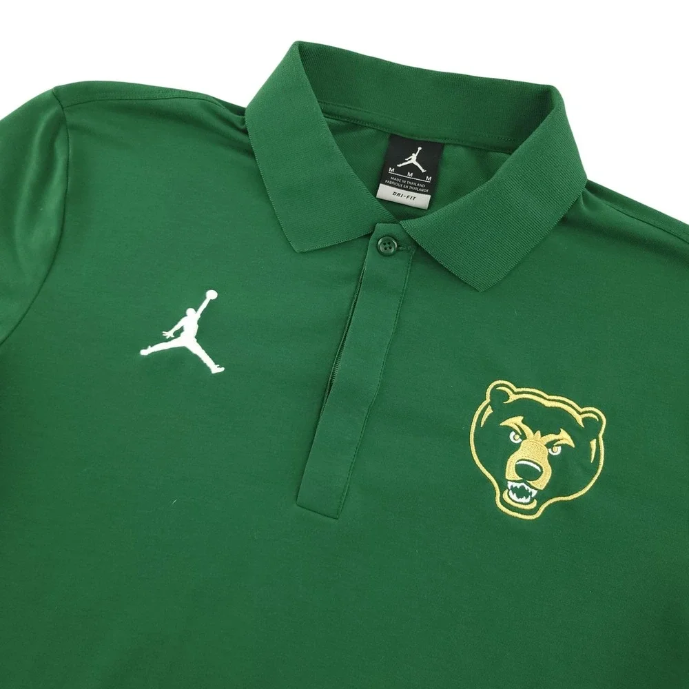 Jordan Baylor Bears Polo Shirt Mens Medium Green NCAA Basketball Dri Fit